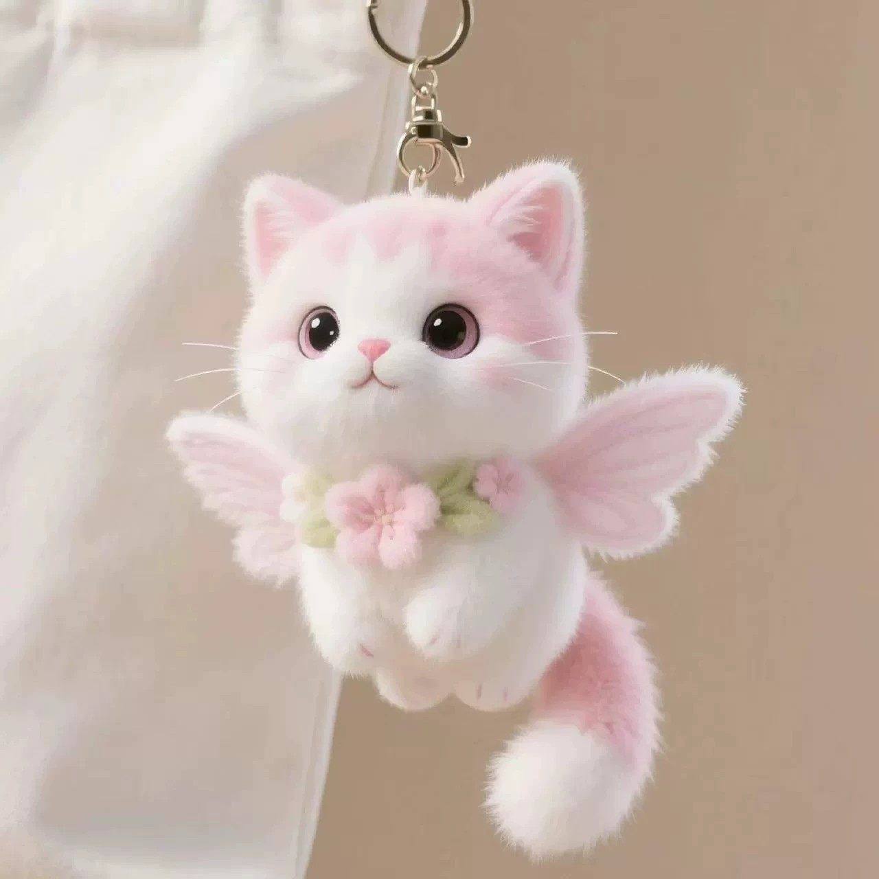 2026新款可爱粉色毛绒猫咪挂件高颜值玩偶包包挂件送朋友礼物正版,服饰配件/皮带/帽子/围巾,包挂件,淘宝优惠券,粉丝福利购,淘宝优惠卷
