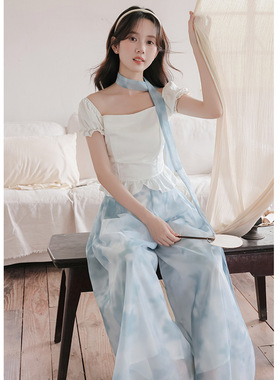 女装2026夏季新改良新中式国风汉服甜美短袖上衣穿搭阔腿裤套装才
