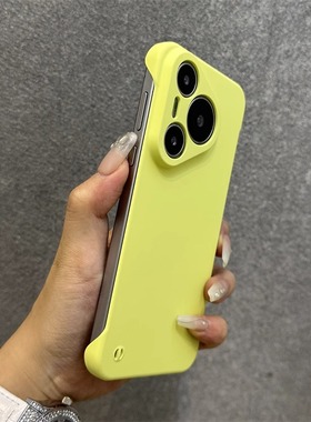 柠檬黄色散热无边框适用Realme真我GTneo5/6se手机壳子gt大师探索版14/12/13pro+超薄GT8/7pro高级感酒红色硬