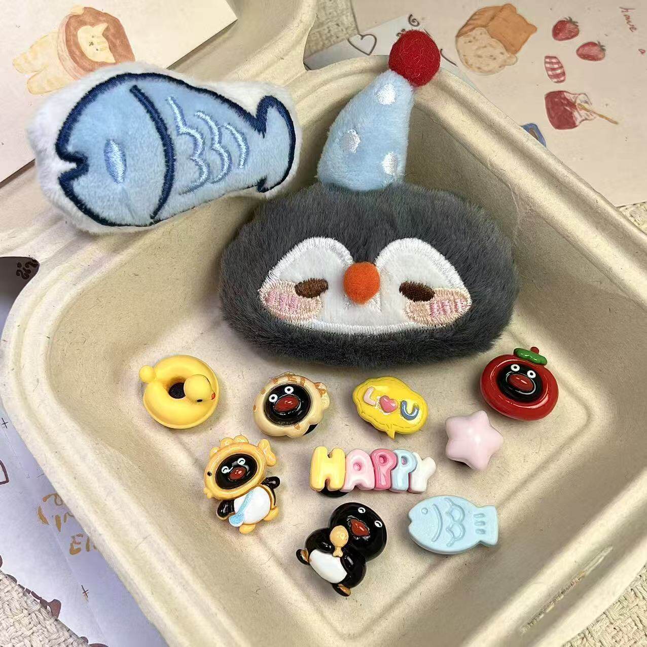新款洞洞鞋配饰DIY鞋扣鞋花毛绒企鹅小鱼可拆卸鞋面装扮新品配饰