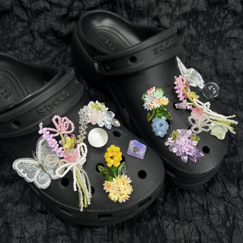 ins手工配饰洞洞可拆卸鞋花手工编织唯美花朵diy配件拖鞋鞋扣气质