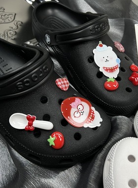 新款小白熊亚克力鞋配件可爱洞洞鞋配饰diy红色系可爱系小熊鞋花