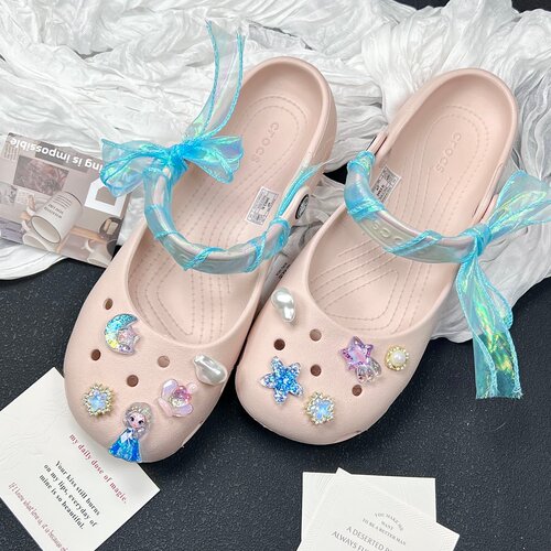 冰雪奇缘艾莎公主crocs鞋扣