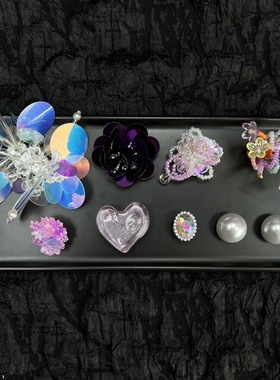 白色手工钉珠管子吊坠亮片花朵鞋花diy洞洞鞋鞋配饰手工编织鞋扣