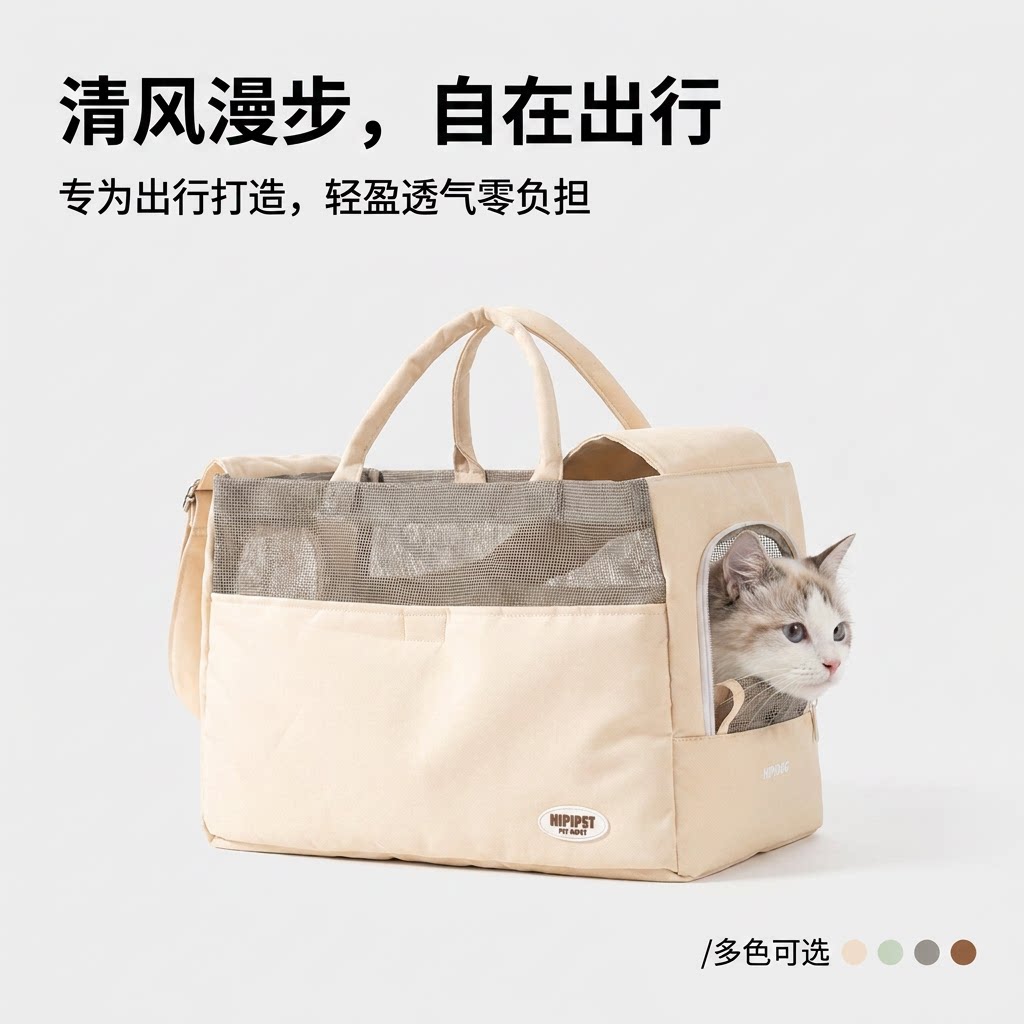 斜跨猫咪怀抱式出行猫包外出专用便携大容量单肩斜挎包宠物外出包