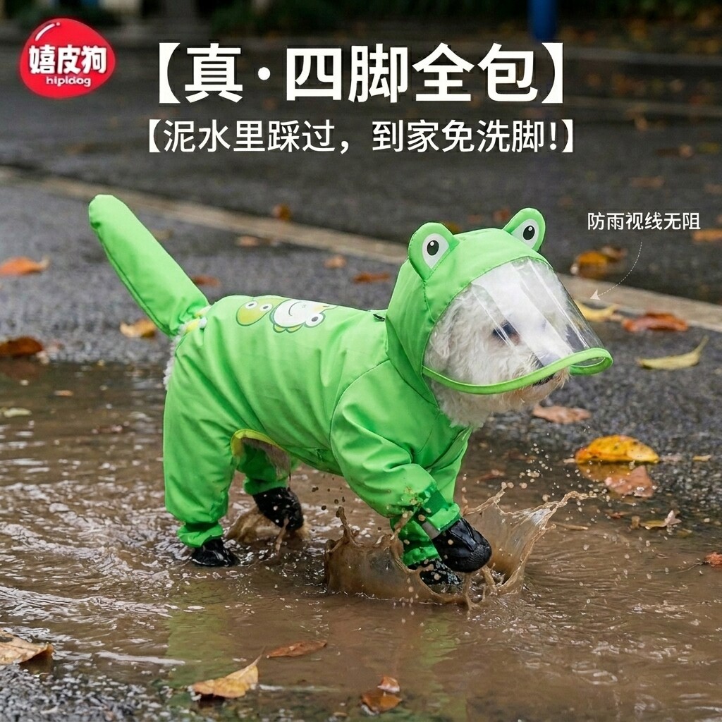 小狗狗雨衣四脚防水全包泰迪比熊小型犬专用宠物衣服遛狗防脏神器