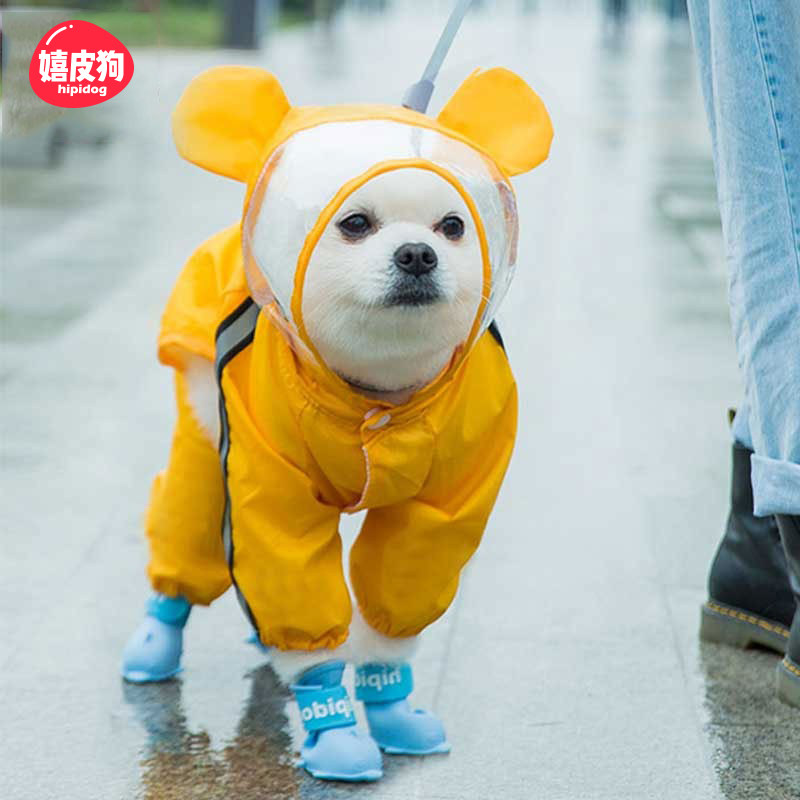 狗狗雨衣宠物衣服泰迪比熊雪纳瑞小型幼犬款春夏遛狗牵引包脚防水