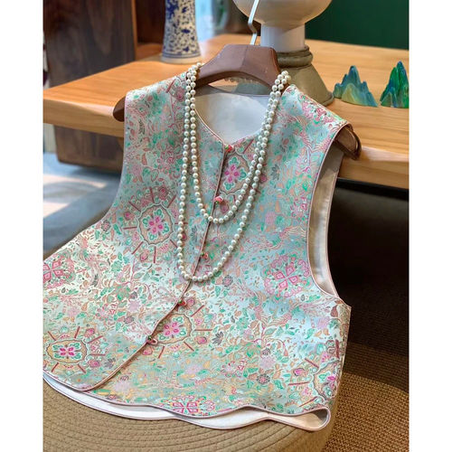 宋锦双面可穿中式复古坎肩马甲