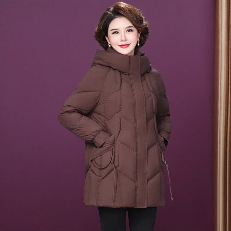 加厚保暖妈妈白鸭绒羽绒服外套女