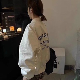 十三行高货女SAINAFASHION春秋季新款后背绣字母飞行服棒球服外套