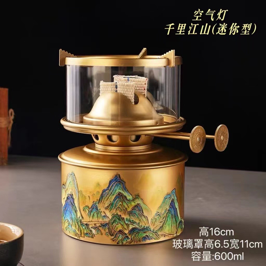 便携式茶灯巴掌大小型茶炉旅游外带方便纯铜雕刻复古茶灯美观耐用