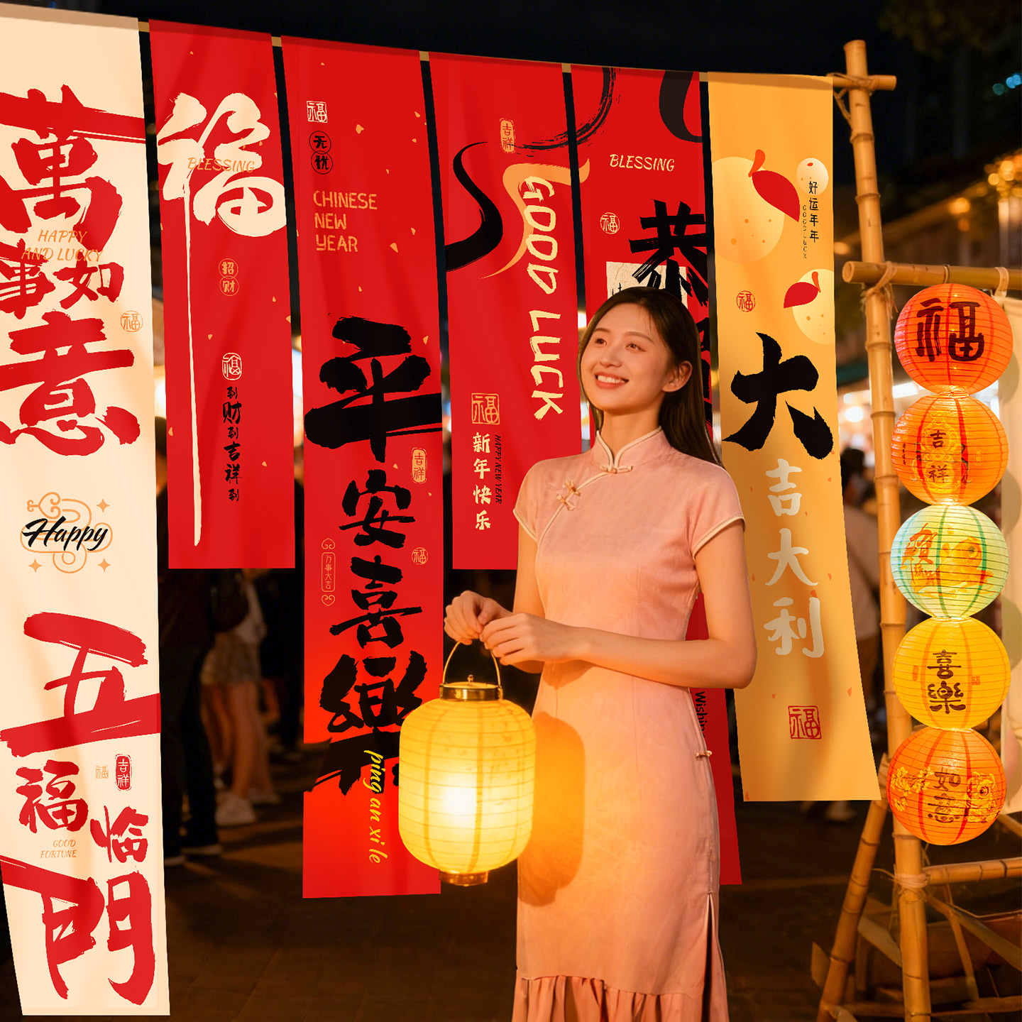 新年装饰2026新款灯笼挂条