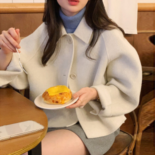 韩系东大门双面羊绒大衣女短款羊毛呢外套2025秋冬新款小个子可穿
