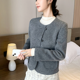 高端双面羊绒大衣女短款羊毛呢外套2024新款小香风小个子可穿显瘦