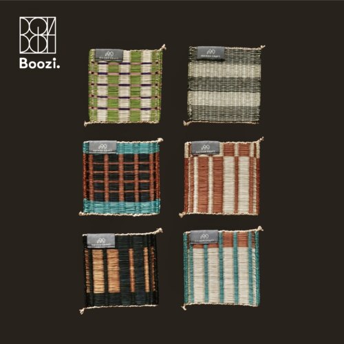 Boozi.泰国maison craft手工编织黄麻杯垫天然草编撞色小众隔热垫