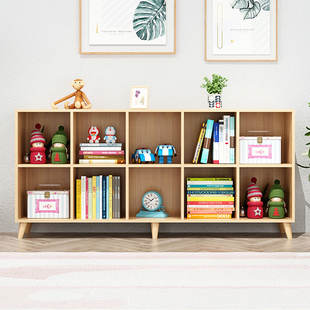 实木书柜北欧简易书架自由组合置物架电视柜落地矮书柜儿童收纳柜