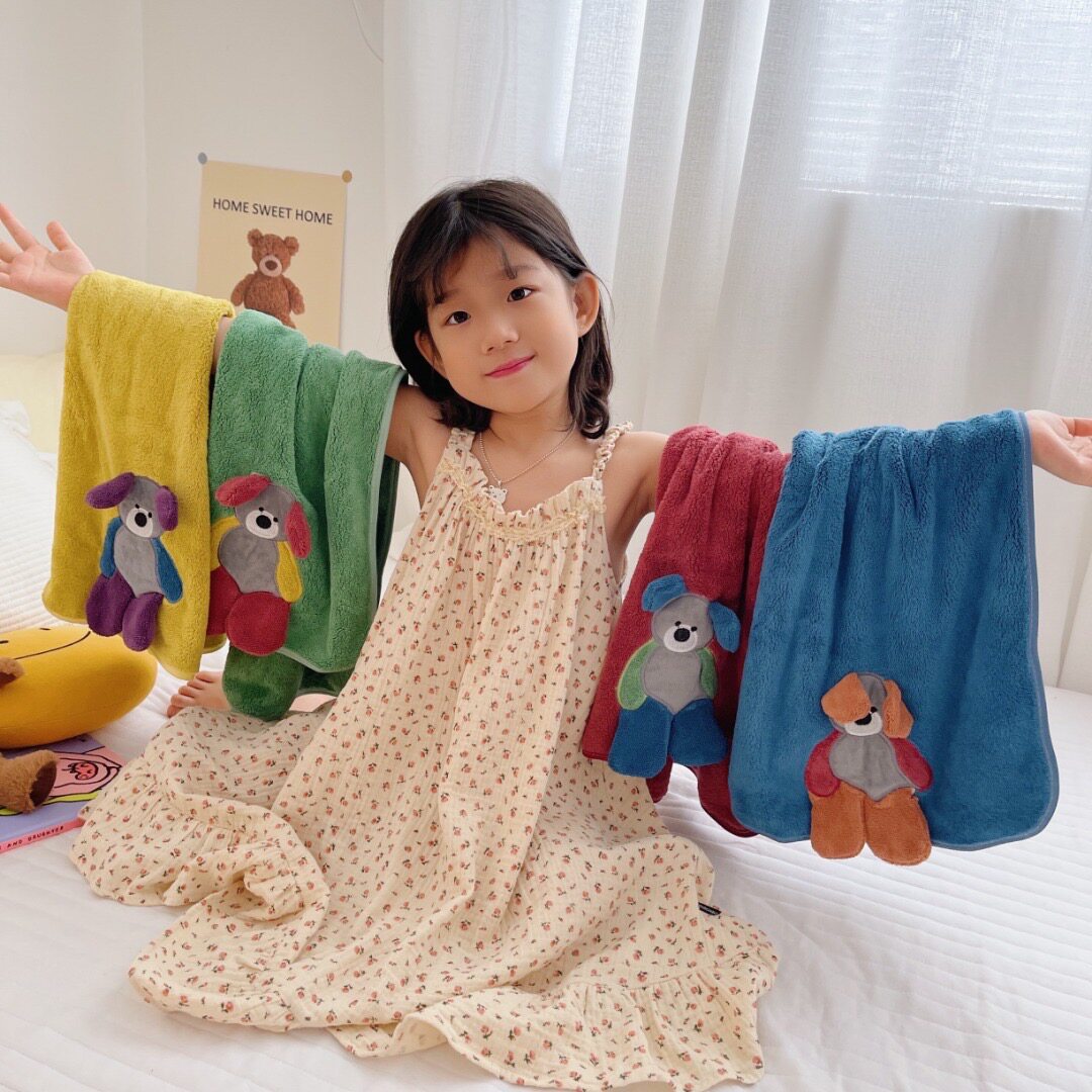 韩国泰迪绒纳米速干抱抱熊浴巾毛巾套装成人儿童柔软吸水不掉毛