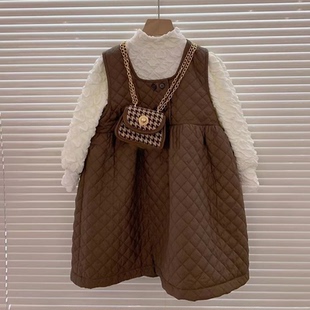 女童夹棉加厚2025新款 背心裙儿童小香风背带裙 秋冬连衣裙女宝韩版