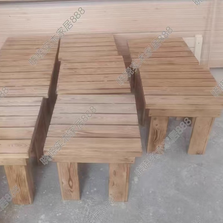 实木简约碳化沙滩桌户外阳台休闲茶桌花园庭院营地露营风露台民宿