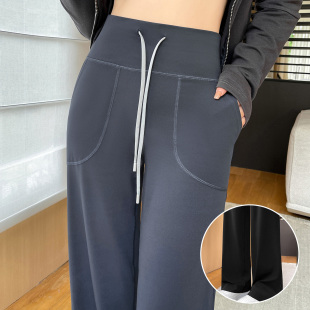 显瘦休闲直筒女生打底裤 阔腿裤 春秋修身 口袋鲨鱼裤 女外穿2025新款