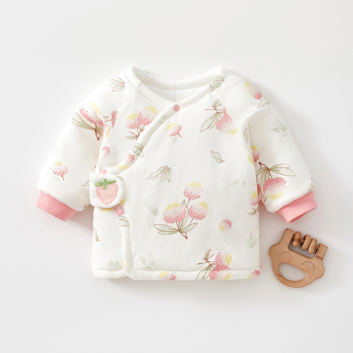 0-3月新生婴儿夹棉保暖半背衣A类纯棉初生宝宝衣服幼儿加厚上衣冬