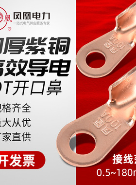 凤凰牌 OT开口鼻3/5/10/20/30/40/50-1000A铜 端子铜 酸洗 批发