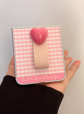 小羊皮格子指环扣适用于三星zflip7手机壳小米mixflip华为pocket2折叠oppofindN3Flip荣耀MagicVFlip翻盖vivo