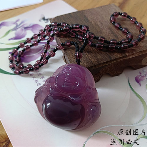 女款大紫佛玛瑙玉髓毛衣链