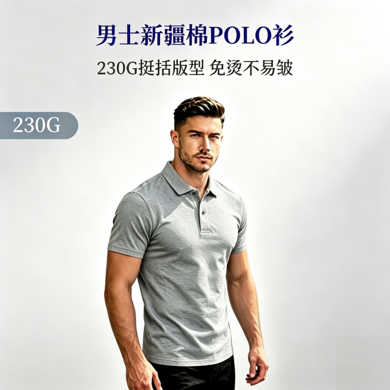 230g新疆棉男短袖免烫Polo衫