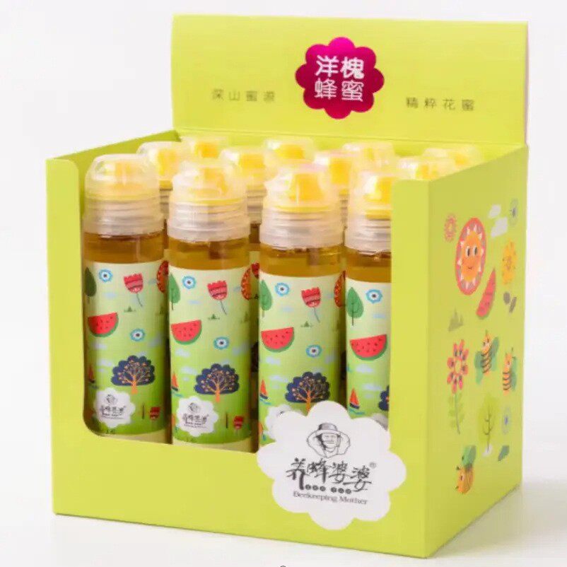 26.11到期养蜂婆婆花蜜洋槐蜂蜜130g*12支百香果柠檬柚子挤压式椴
