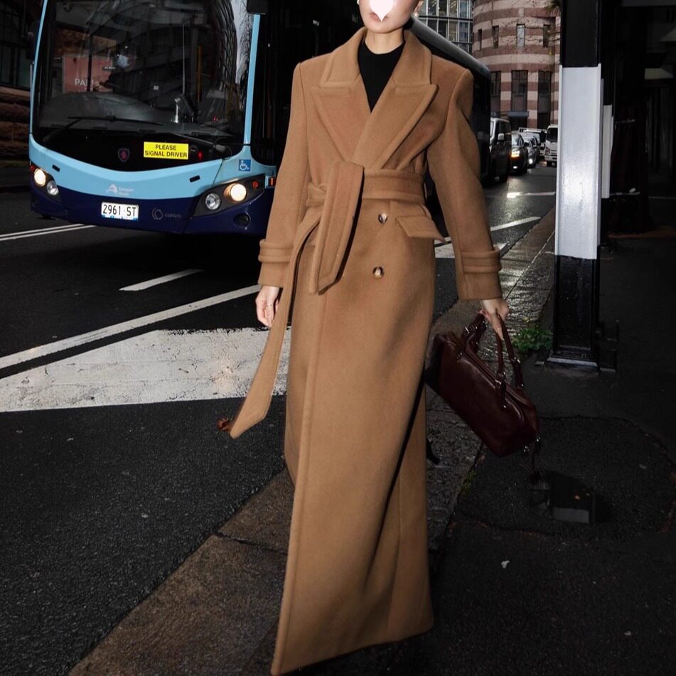 卡其色毛呢大衣秋冬轻奢高级感宽松遮肉显瘦双排扣长款呢子外套,女装/女士精品,毛呢外套,淘宝优惠券,粉丝福利购,淘宝优惠卷