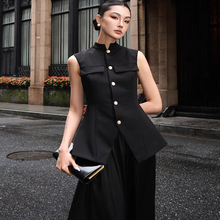 黑色高领伞状马甲女夏2025新款设计感小众高级感无袖时尚气质上衣