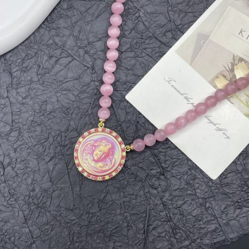 中古饰品vintage高品质重工镀真金KF打标爆款猫眼石睡美人项链
