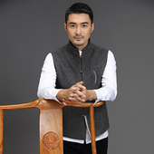 唐袭世家中式 唐装 马甲羊毛背心中国风秋冬休闲马夹中老年盘扣上衣