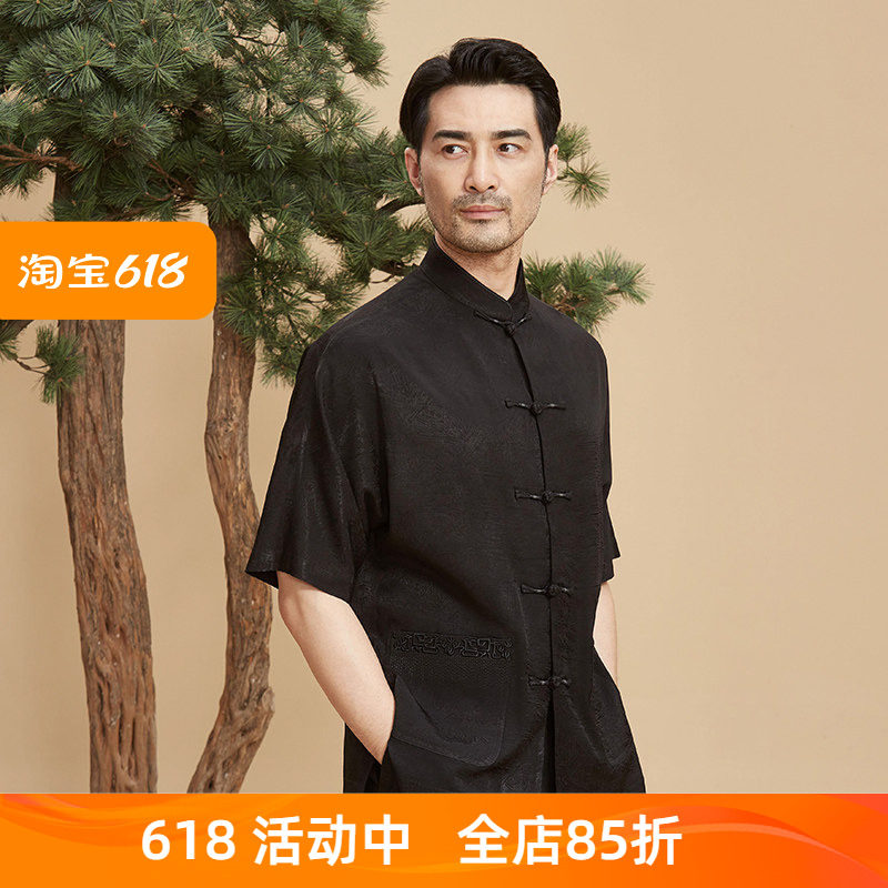 特价断码中国风盘扣夏短袖唐装休闲衬衫中式男款立领薄款复古上衣