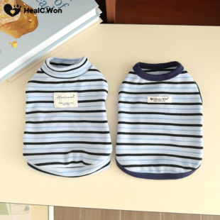 HC宠物秋冬德绒保暖蓝黑条纹宠物衣服狗狗猫咪背心约克夏德文小马