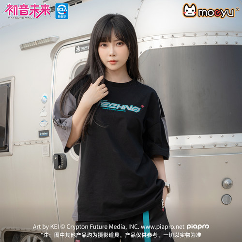 正版初音未来夏季拼接T恤