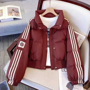 新款 休闲短款 时尚 胖mm长袖 百搭立领面包棉衣外套棉服 宽松大码 冬季