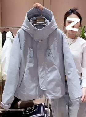 200斤春秋新款短外套连帽宽松冲锋衣女款夹克大码休闲风衣棒球服