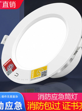 消防应急筒灯led天花吸顶灯嵌入式2.5寸商场办公室停电一体应急灯
