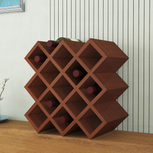 生态板实木红酒格子架菱形葡萄酒柜格子插拼酒叉方格升级版可定制