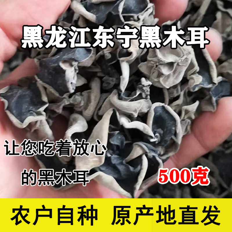 東北正宗黑龍江東寧黑木耳小碗耳農(nóng)家干貨非野生黑厚農(nóng)家特產(chǎn)新鮮