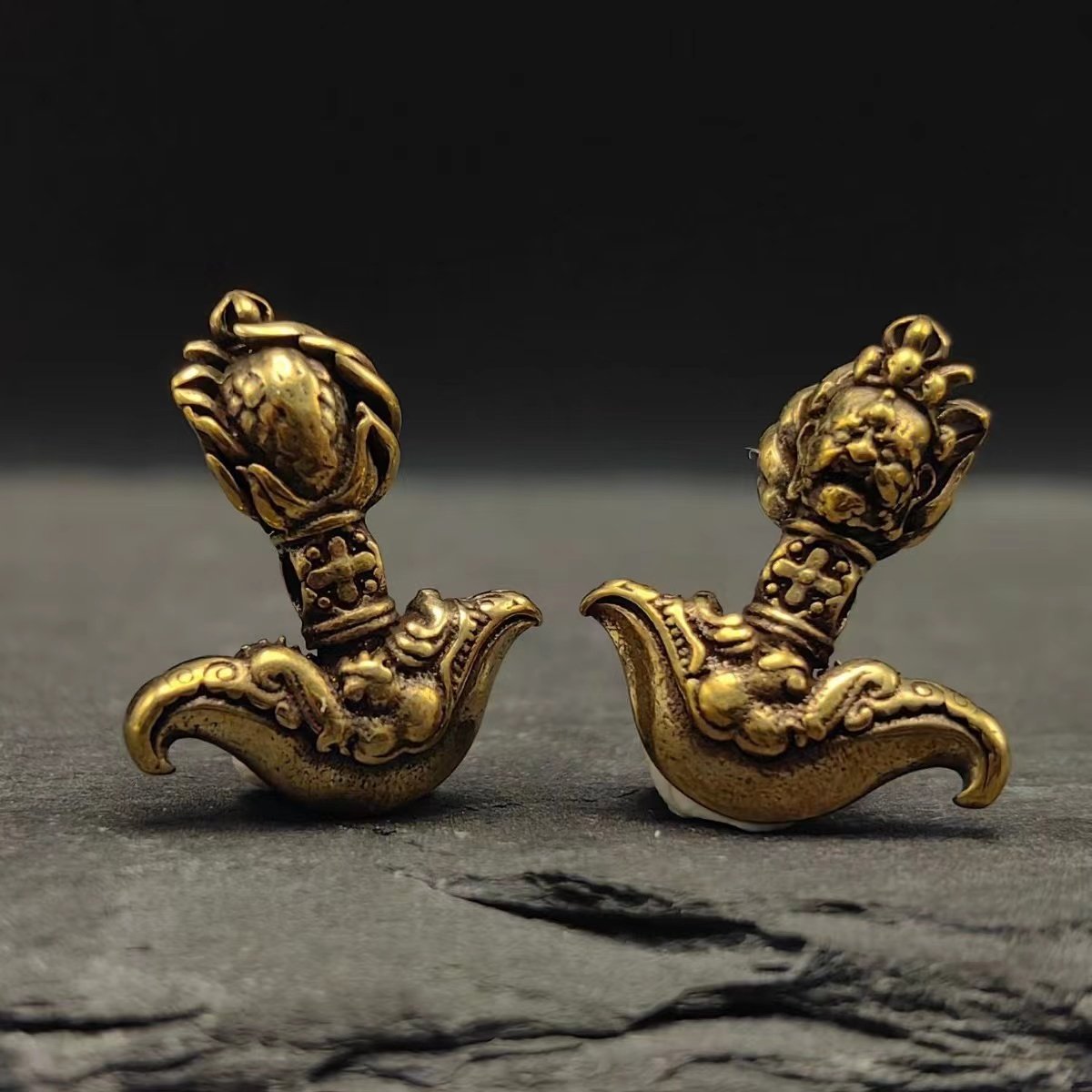 黄铜款大黑天金刚杵钺刀背云隔珠文玩配饰星月菩提百香DIY108配件