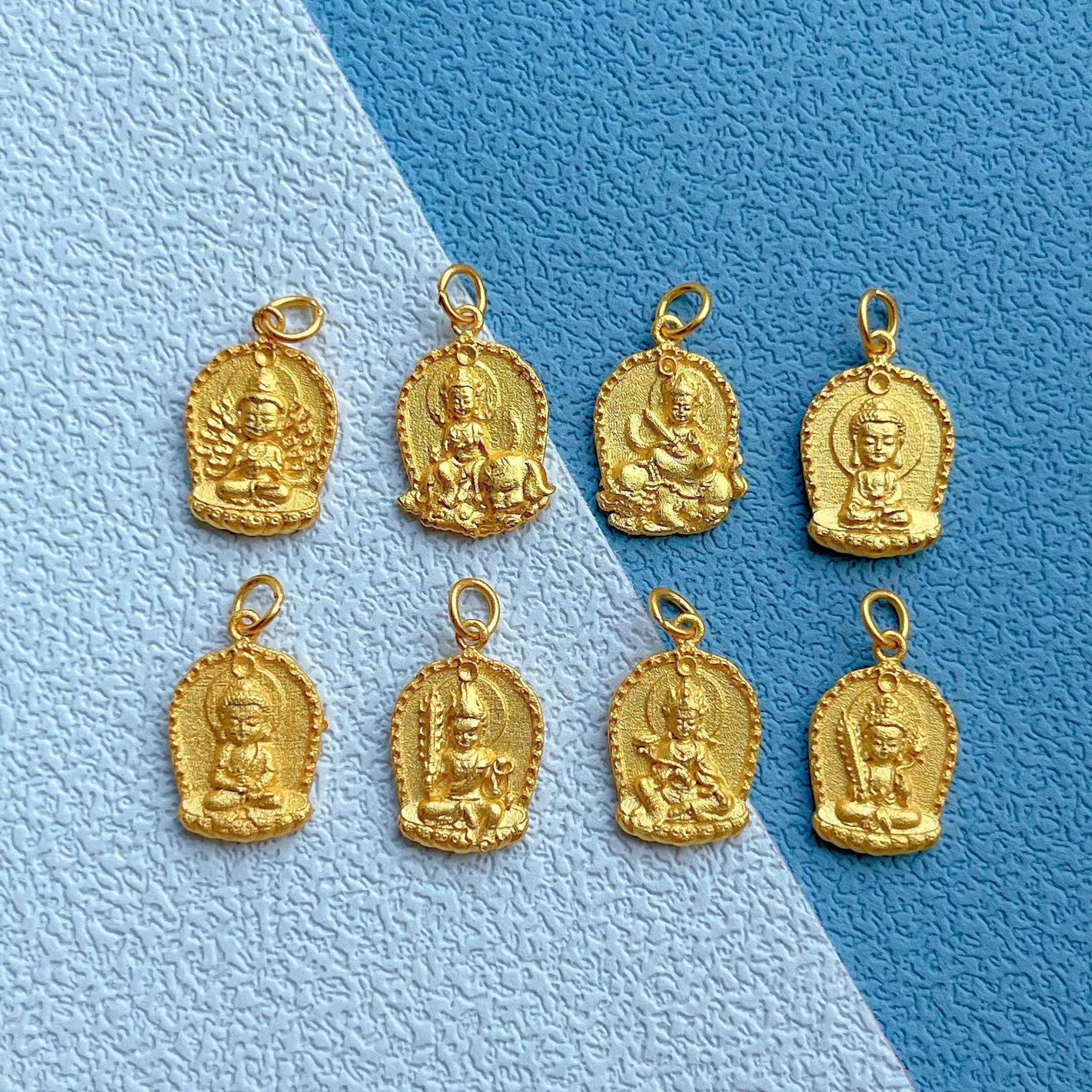 S925纯银十二生肖本命佛八大守护神属龙蛇马羊猴男女手链吊坠配件