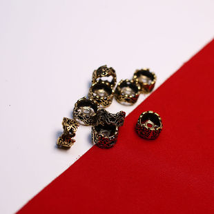 黄铜做旧兽面饕餮卡环星月菩提金刚猴头椰帝文玩手串脖挂配饰套装