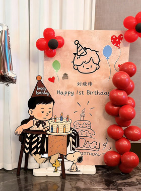 韩系周岁生日布置装饰kt板
