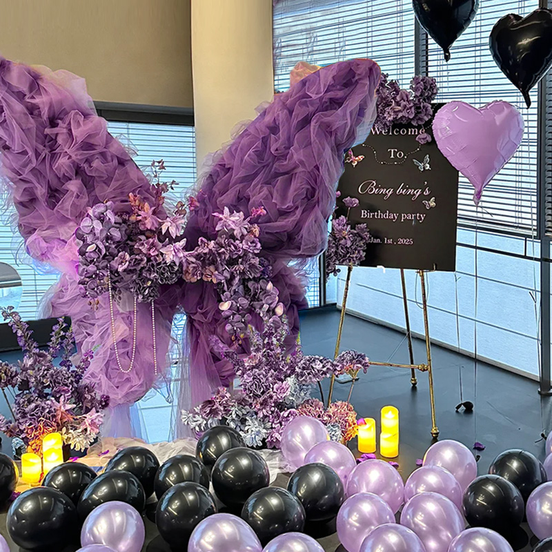 氛围感蝴蝶520生日场景布置18岁成人礼仪式生日场景kt板全套高级