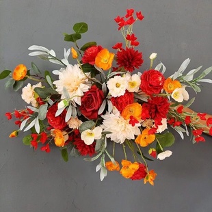 成品花艺芒草套系绢花背景挂花路引花盆花排花婚礼堂花点花条 新款