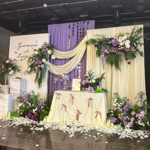 韩系订婚布置装饰全套摆件迎宾区酒店结婚礼高级感定制kt板背景墙