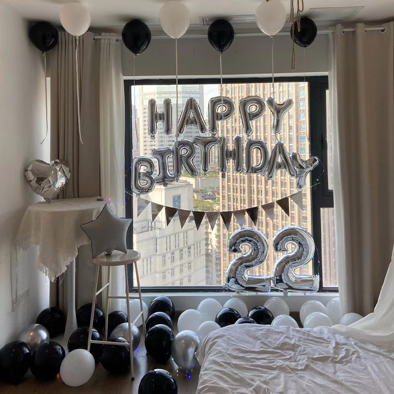 生日装饰场景布置简约风男朋友室内气球18岁成人礼浪漫用品背景墙